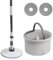 Crystals Spin Mop and Bucket Set for Floor Cleaning – Compact Cleaning System with 360° Rotating Head, 2 Refill Microfibre Pads, Squeeze Wringer Washing Dry Mop Set (Round Mop & Bucket with 2 Pads)