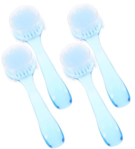 LOLIPPYY Brosse à Ongles Ronde en Plastique 4 Pièces pour Manucure, Nylon Doux, Pratique Risque de Rayure, pour Salon et Nettoyage des Ongles