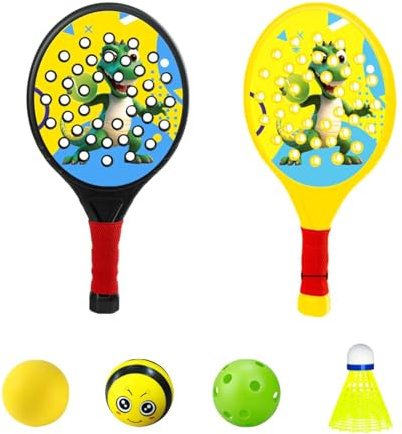 Lot de 2 raquettes de padel pour enfants avec 4 balles, raquettes de padel junior pour sports de plein air, 43,5 x 22 cm