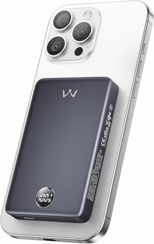 iWALK Slim Magnetic Power Bank, 10,000 mAh, Qi2 Certified 15 W Magsafe Power Bank with LED Display, 30 W PD Quick Charge, Ergonomic Design, Power Bank for iPhone 17/16/15/14/13/12 Series