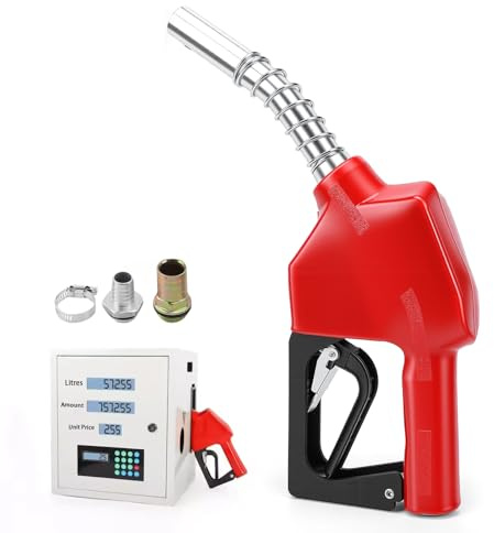 HISUEKIG Pistola per Pompa Gasolio, Pistola da Carburante Autoadescante con Raccordo per Tubo Flessibile da 3/4, Portata a 3 Marce Regolabile, Impugnatura Ergonomica, per Erogatrice Diesel