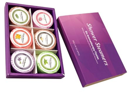 FRCOLOR Pastiglie Aromatiche per Bagno Spa 6 Pezzi Sali Marini Naturali per Doccia a Vapore Rilassante, Compresse Profumate per Pelle Liscia e Benessere Domestico Stile Casuale