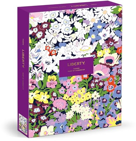 Galison Liberty Thorpe – DIY 9 x 12 Paint by Number Kit with Iconic Liberty Print Art for Beginners and Experts Includes Paint and Brushes