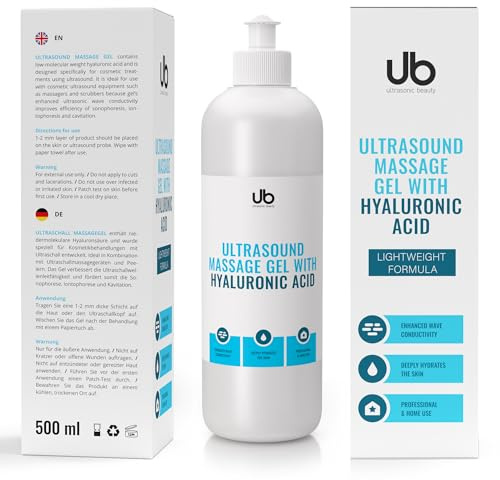UB Gel Hyaluron Ultraschallgel 500ml | Premium Ultraschallgerät Gel für Gesicht & Körper | Mit Tiefwirkender Hyaluronsäure | Ideal für Ultraschall Massage & Sonophorese