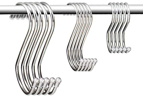 KEESIN 15 Satz S geformte hängende Haken Edelstahl-Aufhänger für Büro-Küche-Badezimmer-Schlafzimmer (S)
