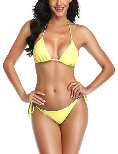 SHERRYLO stringbikini två delar baddräkt för dam triangel topp brasiliansk botten S-XL kropp, gUL, en storlek