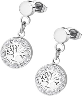 LOTUS STYLE Pendientes LS1869-4/1 Rainbow Acero inoxidable 316l Arbol vida Mujer