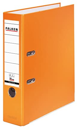 3x PP-Color Kunststoff-Ordner 8 cm breit DIN A4 orange FALKEN | Made in Germany Kunststoffbezug außen Papierbezug innen Vegan