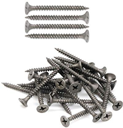 Drywall Screws, #6 x 1-3/8 Inch (3.5 x 35mm) Phillips Flat Head Wood Screws with Fine Thread Grey Phosphate 200pcs, Self-Tapping Carbon Steel Interior Screws for Timber MDF Sheetrock by IMSCREWS