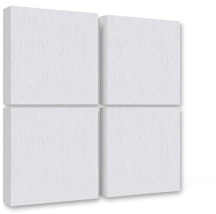 platino24 Schallabsorber COLORE aus Basotec G+ I Akustikpaneele mit Akustikfilz I 4 Wand-Paneele in Weiß I Akustikplatten zur Schalldämmung in Büro, Studio & Wohnung