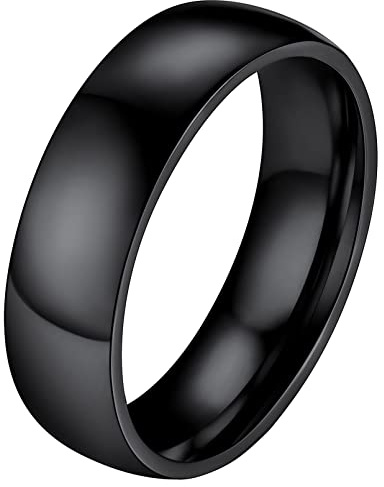 FaithHeart Damen-Ring, 6mm Damenring Schwarz Hochgepoliert Damenring Midi Fingerring Paarring Ehering Verlorbungsring Trauring für Valentinstag Weihnachten