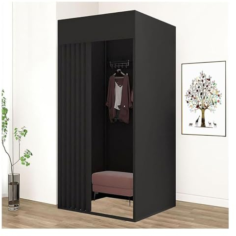 Gdmokle Mobiles Kinderzimmer, Tragbarer Umkleideraum mit Schiebevorhang, tragbare Wickelauflage für Geschäft, Büro, Einkaufszentrum, Strand (Schwarz, 100 x 100 x 200 cm)