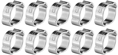 Hapivida Fascette Stringitubo, Fascette a Doppio Orecchio in Acciaio Inox per Fissaggio Tubi Benzina e Fule, 10pcs, 11-13mm, per Veicoli e Macchinari