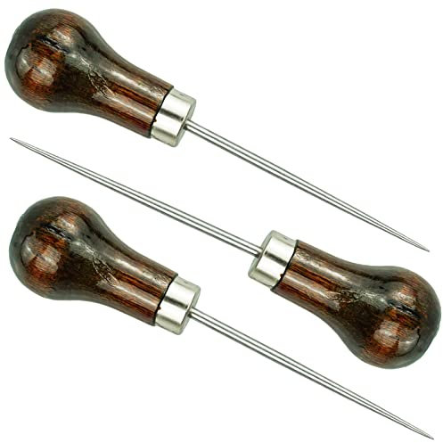 SZCXDKJ Punteruolo a forma di zucca, punteruolo sarto punteruolo manico in legno graffio punteruolo cucito strumento per pelle