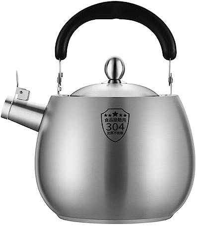 Bouilloire Sifflante,Acier Inoxydable SUS 304,Poignée Résistante à la Chaleur + Facile à Nettoyer,Bouchon Anti-Poussière Pour la Bouche de la Cruche,Ébullition Rapide,4L/5L/6L (5L)