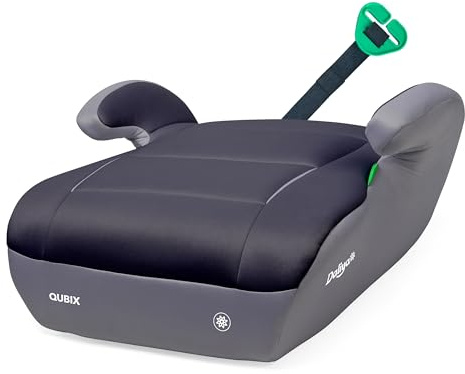 Daliya® QUBIX Kindersitzerhöhung | i-SIZE NORM ECE R129 | 125 bis 150 cm | Gurtfix | waschbar | Autositz | Autokindersitz | Kindersitz | Sitzerhöhung (Grau - Schwarz)
