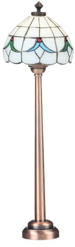 Miniature Tiffany Floor Lamp for Dollhouses, LED Battery-Operated Lighting, Functional Dollhouse Furniture Lighting and Accessory