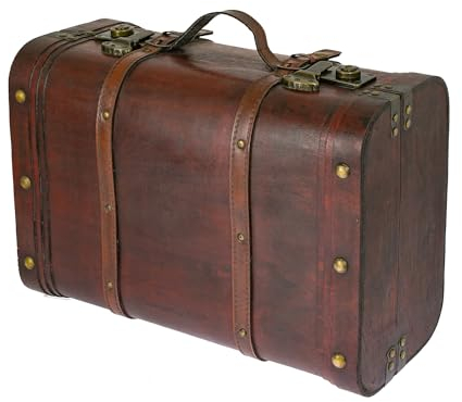 HMF 6412-145 Scatola del tesoro in legno, valigia vintage | Scatola di legno | 45 x 30,5 x 20 cm | Grande | Perù