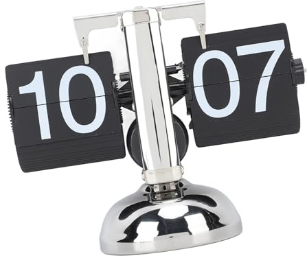 Flip Clock Style Room Kleine 24-Stunden-Retro-Heimuhr für Mechanische Umblätteruhr, One Foot Flip Clock, Große Anzahl Schreibtischregaluhren (Schwarze Seite)