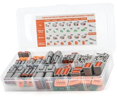 MACHSWON Deutsch DT Steckverbinder-Set, umweltfreundlich, versiegelte elektrische Steckverbinder mit massiven Kontakten der Größe 16 in 2-, 3-, 4-, 6-, 8- und 12-poligen Konfigurationen, 188-teiliges