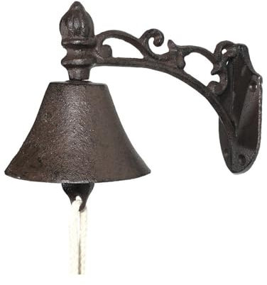 Campana de pared de hierro fundido, marrón, 19 x 14 x 10,5 cm