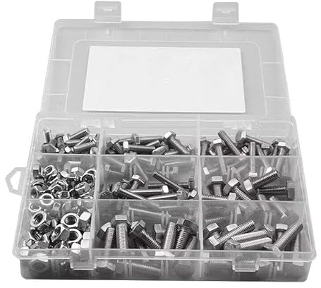 200 Stück/Set 304 Edelstahl Externe Sechskantschrauben Muttern Set DIN933 M6 M8 Sechskantschrauben und Muttern Sortiment Kit