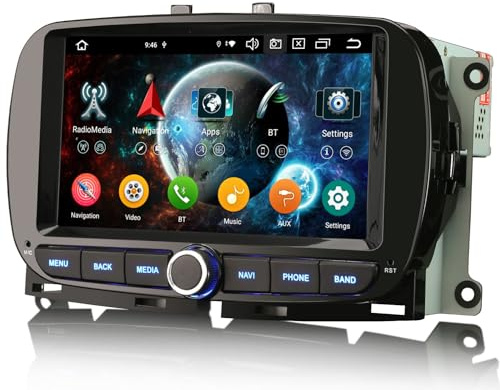 Erisin 8-Kern Android 14 Autoradio für FIAT 500 500C 500S 500E GPS Navi Carplay Android Auto DSP Bluetooth 5.0 A2DP SWC WiFi DAB+IPS 64GB ROM