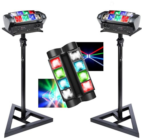 Ibiza - Pack de 2 Jeux Lumière Spyder Ibiza Light RGBW LED8-MINI - 2 Pieds Supports SST02 - Dj Fête Professionnel Anniversaire Bar Mariage