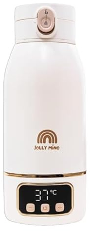 Jolly Mino Calienta Biberones Portátil, Calentador Biberones Portatil, Calienta Agua Y Leche 500ml Carga Rápida Ideal Para Coche, Viajes, Noche Función Pasteurización, Cepillo De Limpieza Incluido