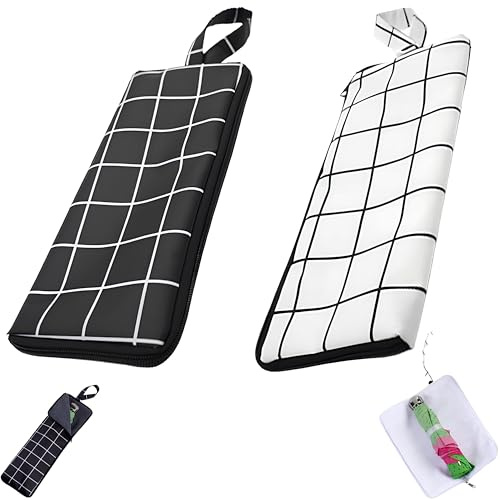 YANJIY 2 Pezzi Borsa Ombrello Bagnato, Borsa Per Ombrelli Pieghevole, Custodia Per Ombrello, Copertura Impermeabile Per Ombrelli Bagnati - Scacchi Bianchi e Neri 38 x 12,5 cm
