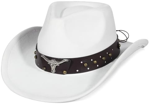 EOZY Wildleder CowboyHut Cattleman Western Style für Damen &Herren abnehmbares Hutband Vintage Wildleder Hut Country Musik Festival Hut Leichter Regen Schutz