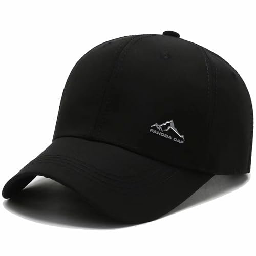 NZLTQO Elegante gorra de béisbol con parte superior redonda ajustable para hombres y mujeres, de algodón, para golf, correr, pesca, Negro, Talla única