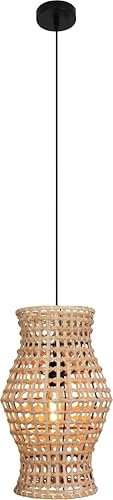 Taklampa Rattankorg Natur Flätning Svart metall Matrum Vardagsrum E27 Ø30 cm rund Modern korgskärm mysigt ljus Hänglampa Boho