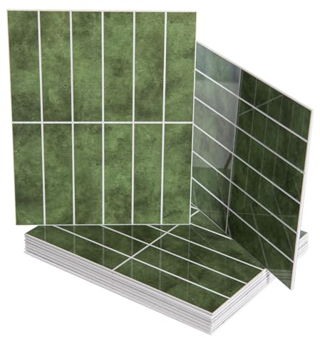 Art3d Lot de 10 feuilles de carreaux de dosseret en imitation marbre pour mur de cuisine, salle de bain, 29 x 23,1 cm, finition en céramique émaillée autocollante, résistante à l'eau, à la chaleur et
