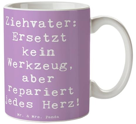 Mr. & Mrs. Panda Tasse Spruch Ziehvater Herzreparatur - Geschenk, Herz reparieren, Kaffeetassen, Handarbeit, Liebe und Fürsorge, Cappuccino Tassen,