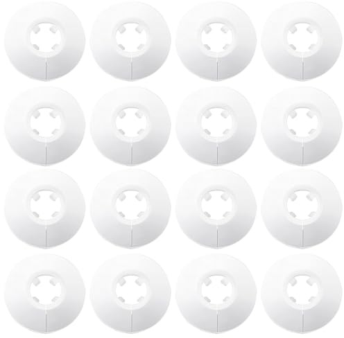 WOLMIK Rör dekorationskåpa – 16 st plast kylarrörskydd vita rörkragar, rördekorationsskydd, vita radiatorrörkragar, vattenrörskydd passar för rör med 14–16 mm diameter