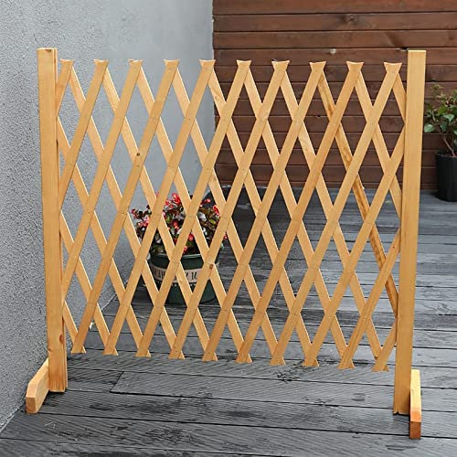SIMAIT Pflanzenschutz, Sichtschutzzaun Mobiler Gartenzaun - Rattan-Gartenzaun/Blumenständer/Kletterregal für Pflanzen, einziehbarer Sichtschutz aus Holz für den Außenbereich, einfach zu montieren (