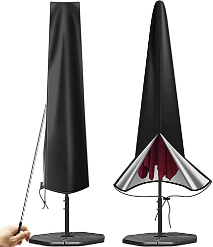 Patio Umbrella Cover, Heavy Duty Waterproof Parasol Umbrella Cover for 7ft to 9ft Outdoor Garden Umbrellas Market Parasol Covers with Push Rod, Black(26 * 28 * 140cm)