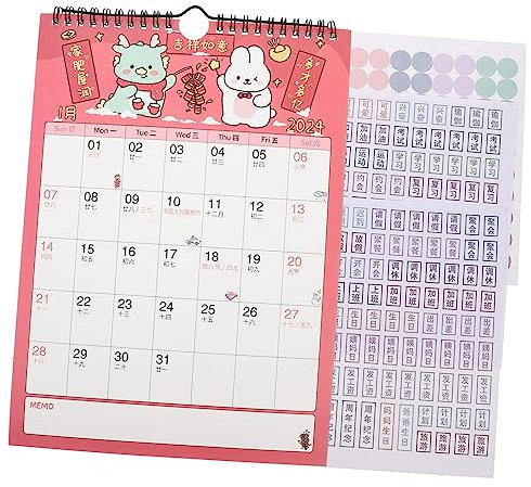 Operitacx Monatskalender Kunst 2024 Wandkalender für Home Office Countdown-kalender Stabiler Hängeplaner