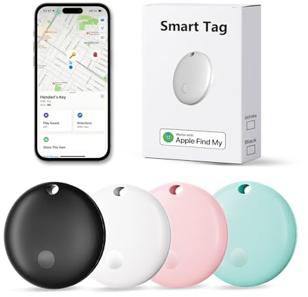 Lmrbelec Tracker Tag, Fundortfinder mit Apple Find My (nur iOS), Ortungschip zur Gegenstandsverfolgung für Gepäck, Schlüssel, Portemonnaie, Fahrrad, Haustiere und Taschen (Mehrfarbige, 4 Pack)