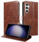 Aieero Wallet Case for Samsung Galaxy S25 Leather Flip Case with Card Holder Magnetic Closure Kickstand Folio Cover for Samsung Galaxy S25 5G Book Style Folding Phone Case (Brown)
