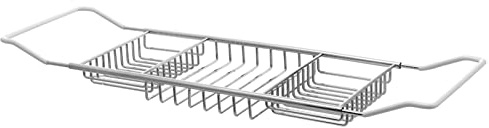 Bestyash Adjustable Stainless Steel Bathtub Storage Rack Extendable Bath Tray with Non-Slip Grips for Phones and Accessories