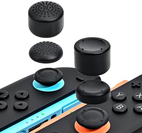 DLseego Joystick Kappen für Switch 2 Controller, 8PCS Kurz und Hoher Anstieg Joystick- Kappen, Weich Silikon rutschfest Verbesserte Genauigkeit Analog Daumen-Griffkappen,Schwarz
