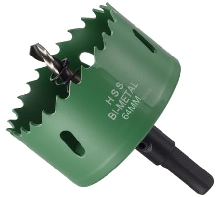 METALLIXITY Bi-Metal Hole Saw 2-17/3264mm M42 HSS for Hard Steel Green | Circular Head Hole Cutter with Center Drill Bit for Stainless Steel Sheet