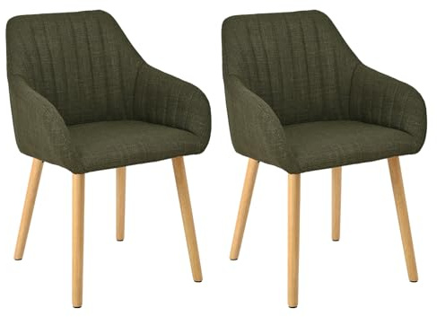 Goeurvant Dining Chairs Set of 2, Modern Kitchen Chairs with Backrest & Wooden Legs, Upholstered Armchairs for Living Room, Dining Room, Study, Polyester Fabric, Green