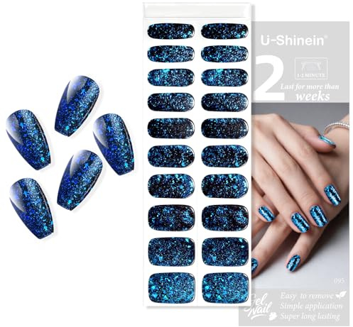 U-Shinein UV Gel Nail Foil, Starry Sky Blue Soak Off Strips