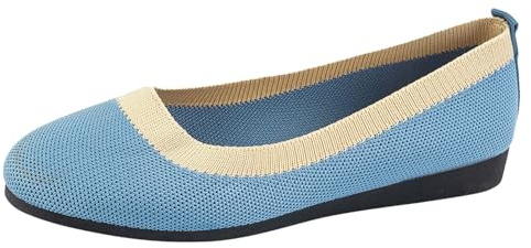 VBEDKDEB Ballerina-skor för kvinnor, bekväma platta ballerinaskor, damslip-on-fritidsskor med mjuk sula, bekväma skor för utomhusbruk, färgblock, nät, fashionabla, ventilerande ballerinaskor