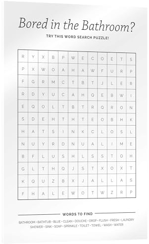 Posterlounge Badezimmer Suchwortspiel (Englisch) Acrylglasbild von Typobox 14 x 21 cm Schwarz-Weiß Wandbilder Wanddeko
