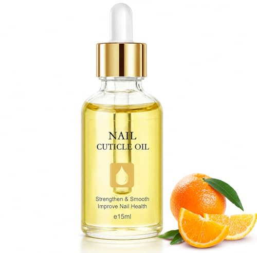 Nail Cuticle Oil - Orange Nail Oil with Vitamin E & B, Jojoba - Dropper Cuticle Remover for Strengthening & Moisturising Dry and Weak Damage Nails - Nourishing Manicure Care for Dry Skin Around Tips