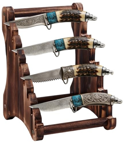 PH PandaHall Présentoir à Couteaux en Bois, Support d'Affichage 8 Niveaux Support Organisateur pour Ustensiles de Cuisine et Étagère pour Couteaux à Lame Fixe Organisateur de Cuisine